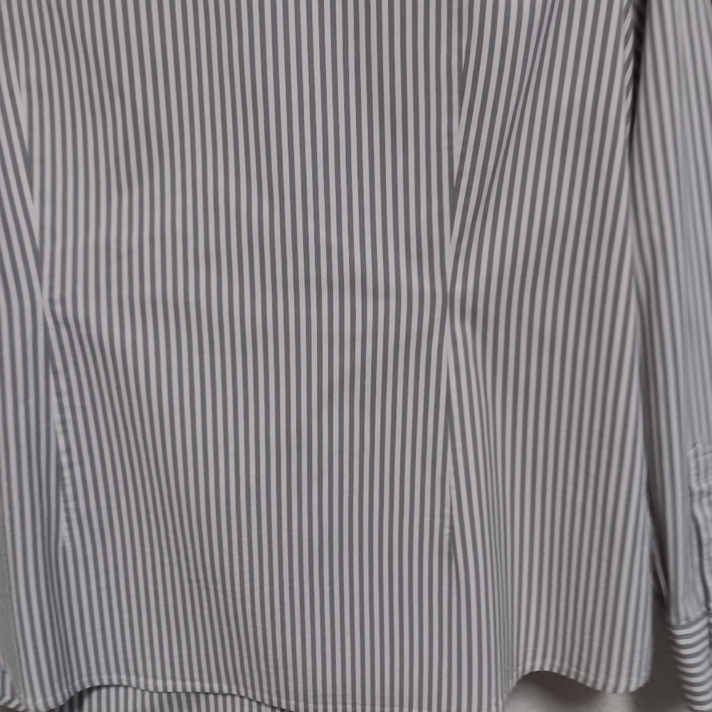 J. JILL Perfect Shirt gray white striped stretch cotton blend button down, L - Picture 13 of 13